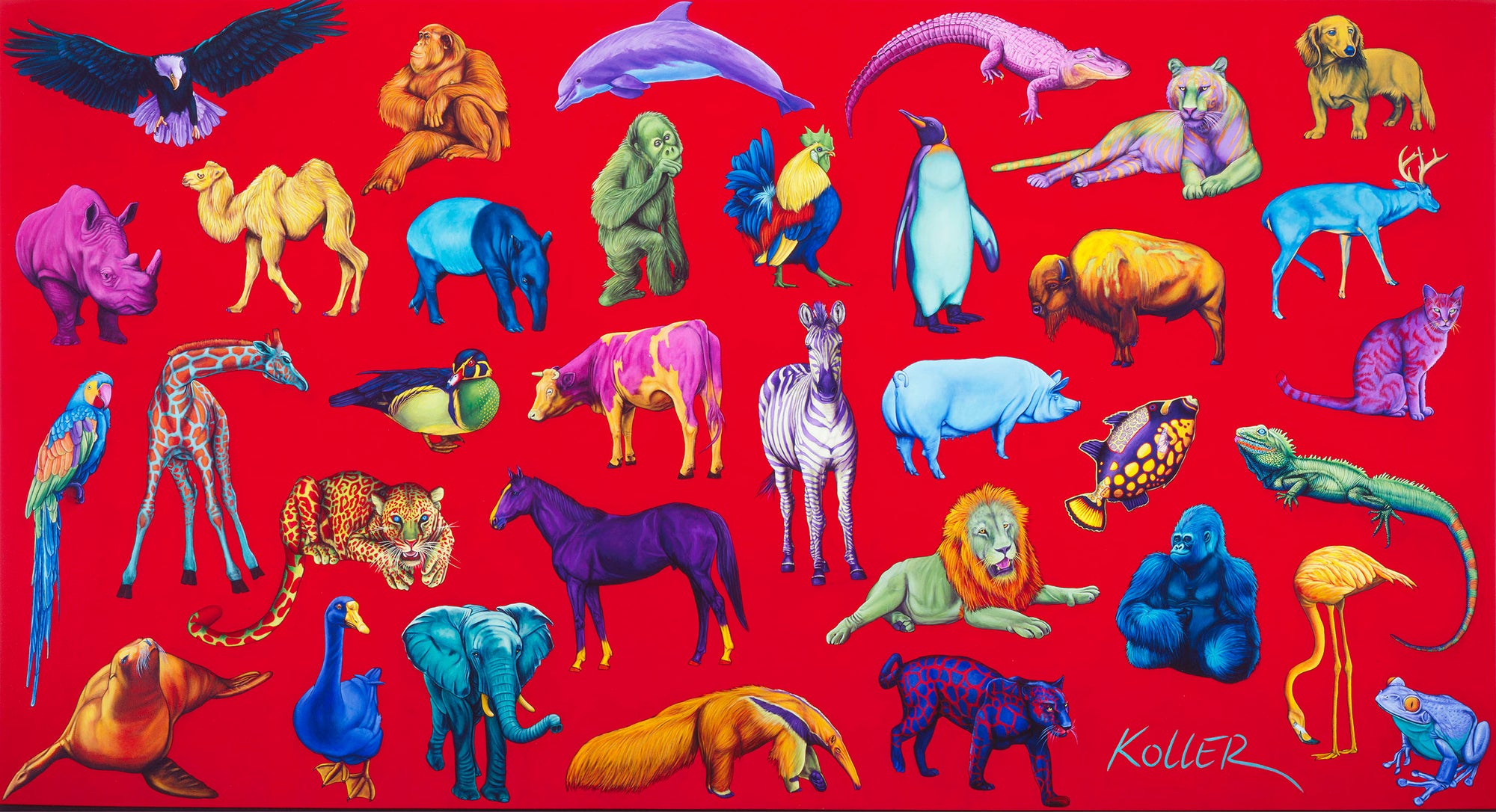 Animals on Red