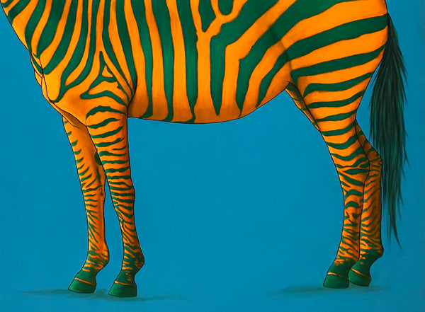 Green and Orange Zebra on Blue