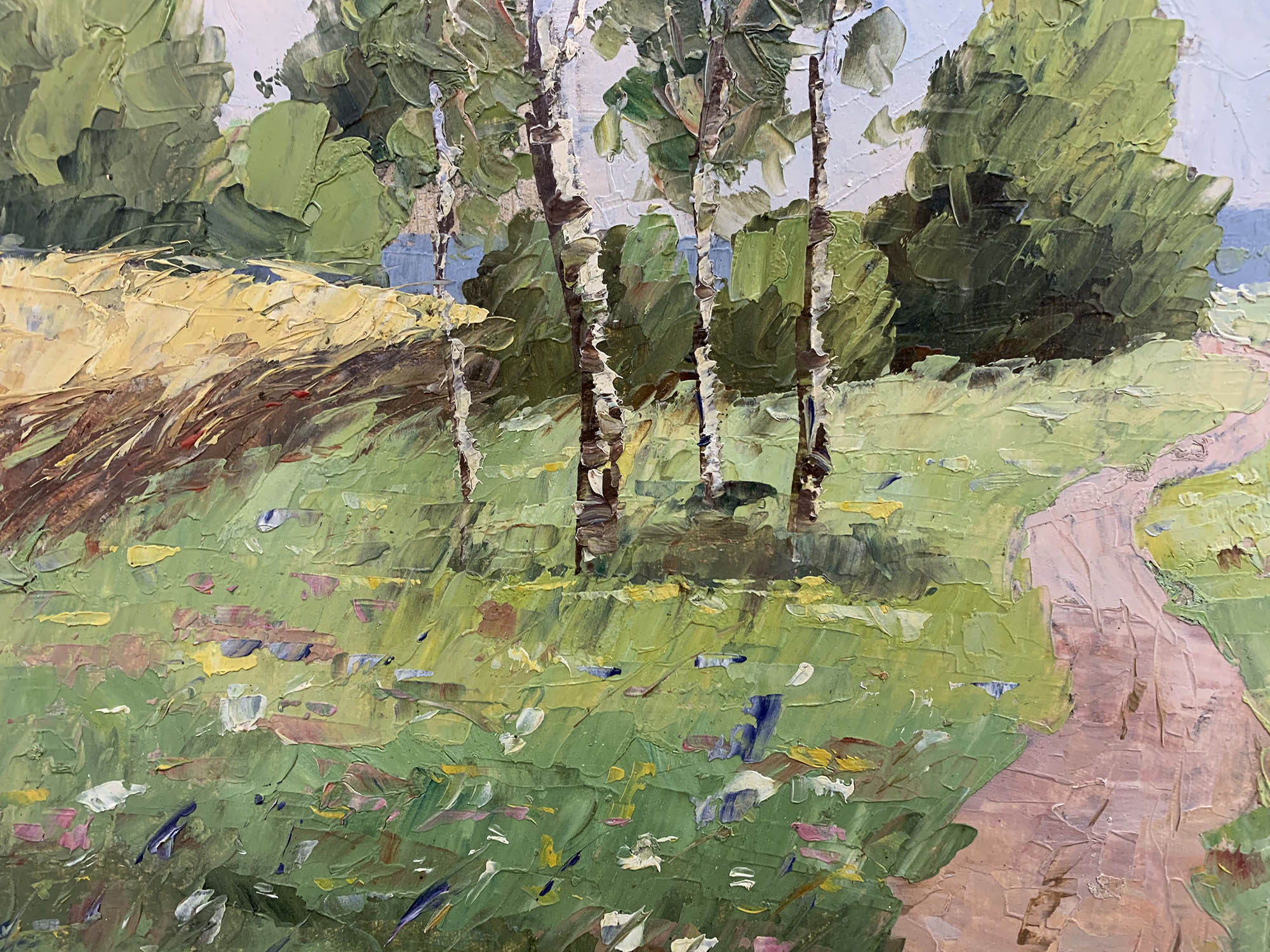 Summer landscape with birches