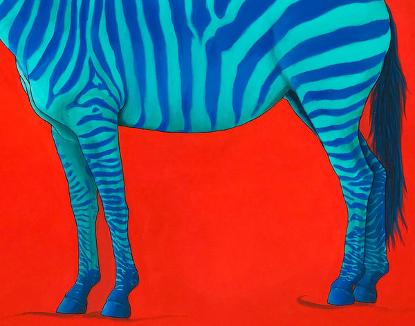 Purple and Blue Zebra on Red