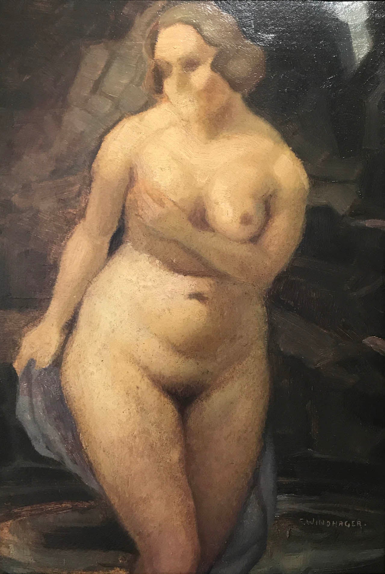 Nude with Blue Scarf