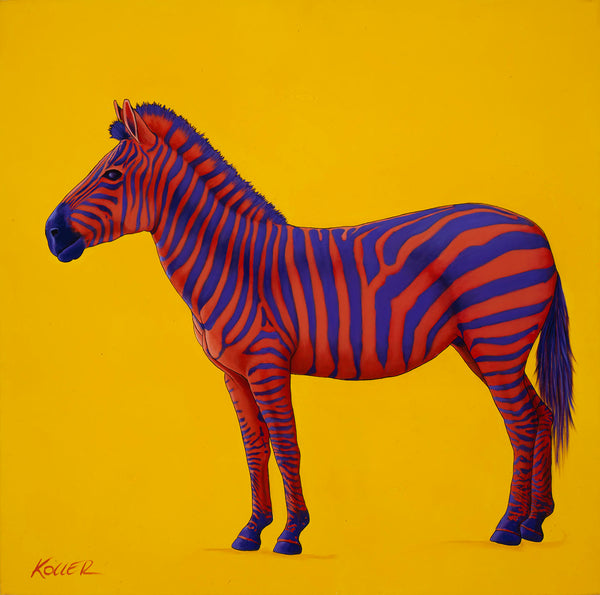 Purple and Red Zebra on Yellow