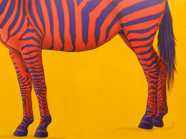 Purple and Red Zebra on Yellow