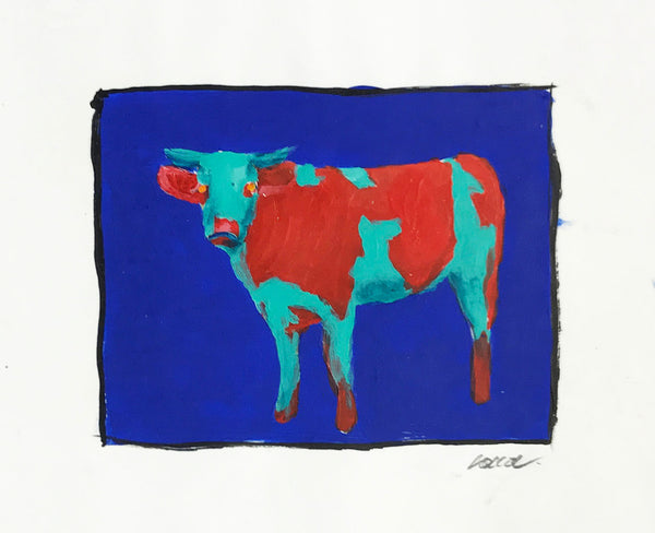 Study "Red & Green Cow on Blue"