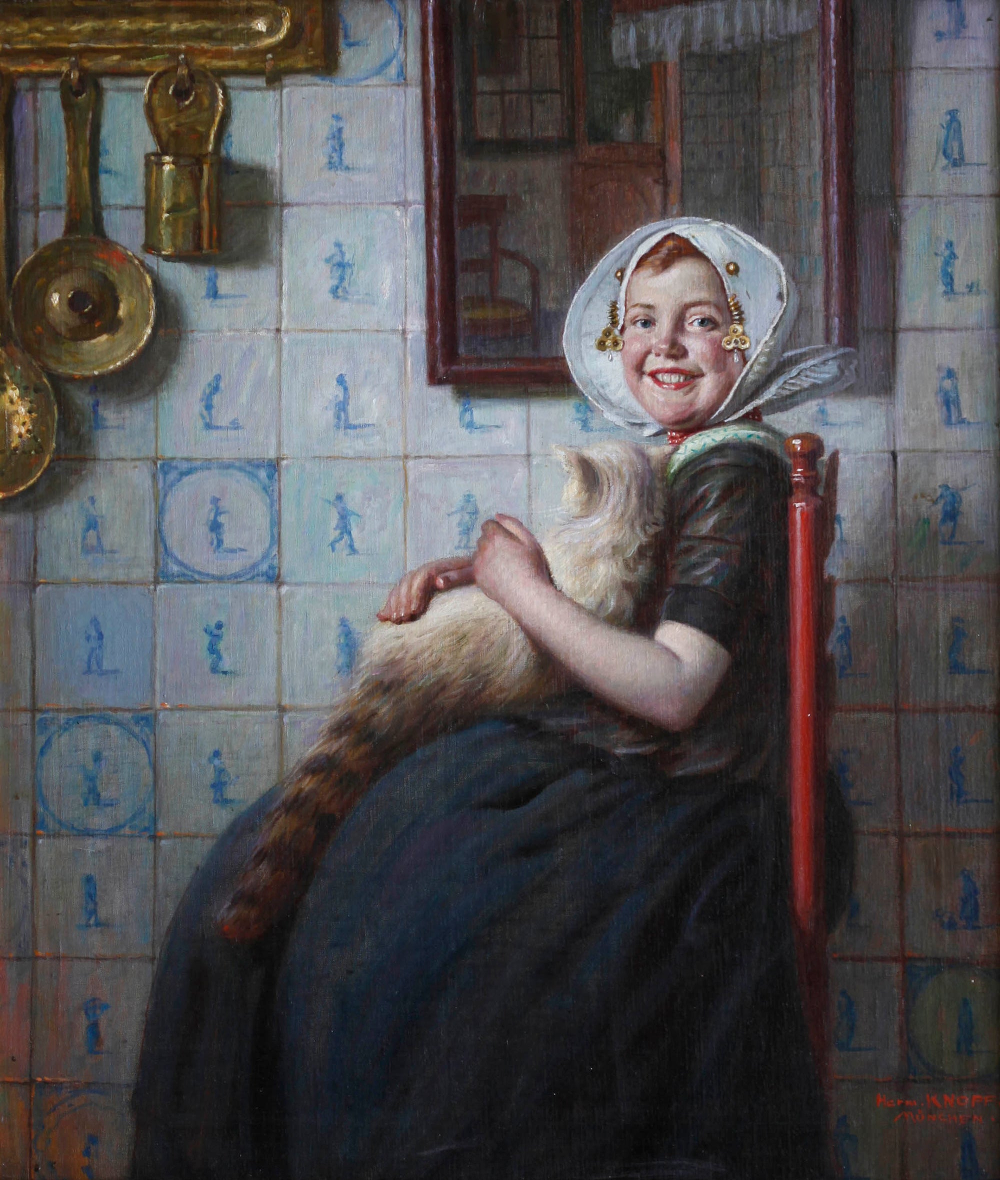 Dutch girl with cat