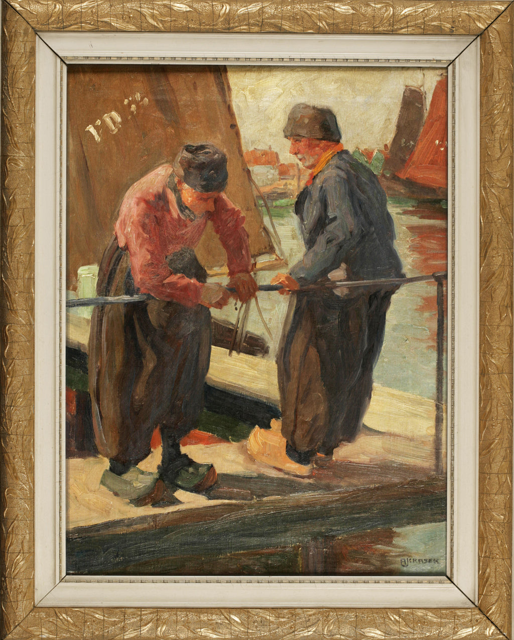 Dutch fishermen in the port of Volendam