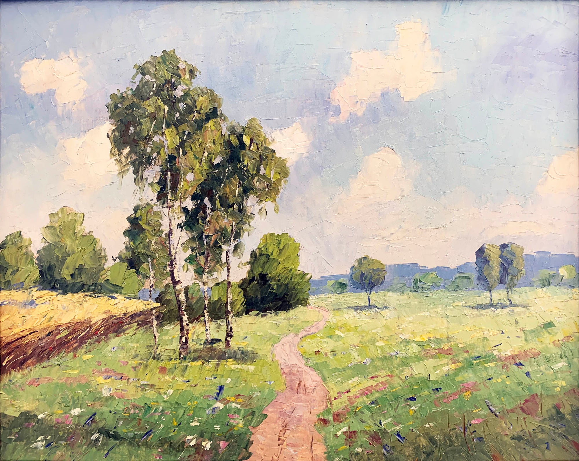 Summer landscape with birches