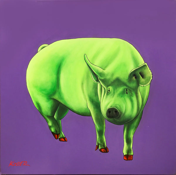 Green Pig on Purple