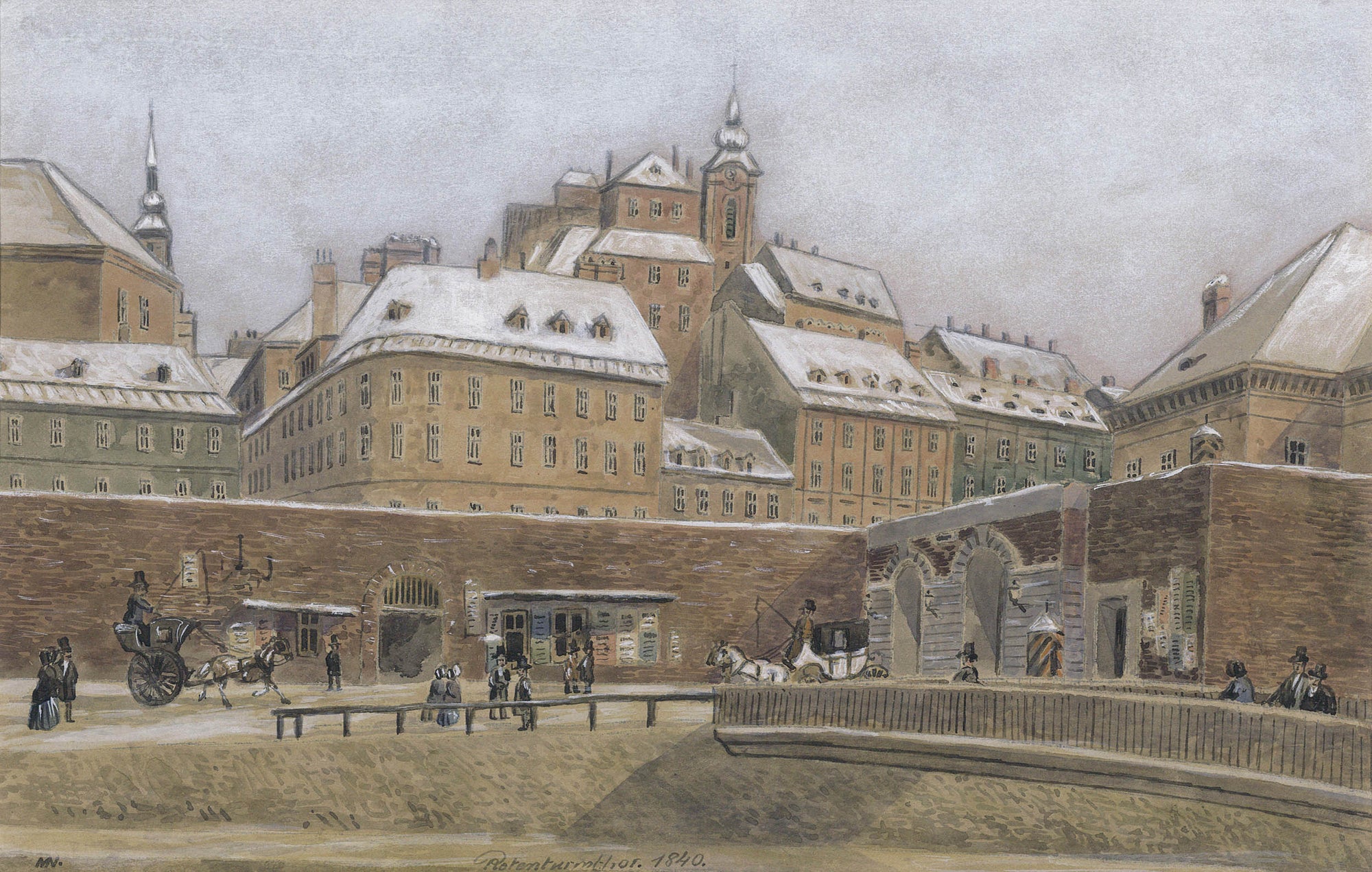 Vienna Rotenturmtor in winter 1840