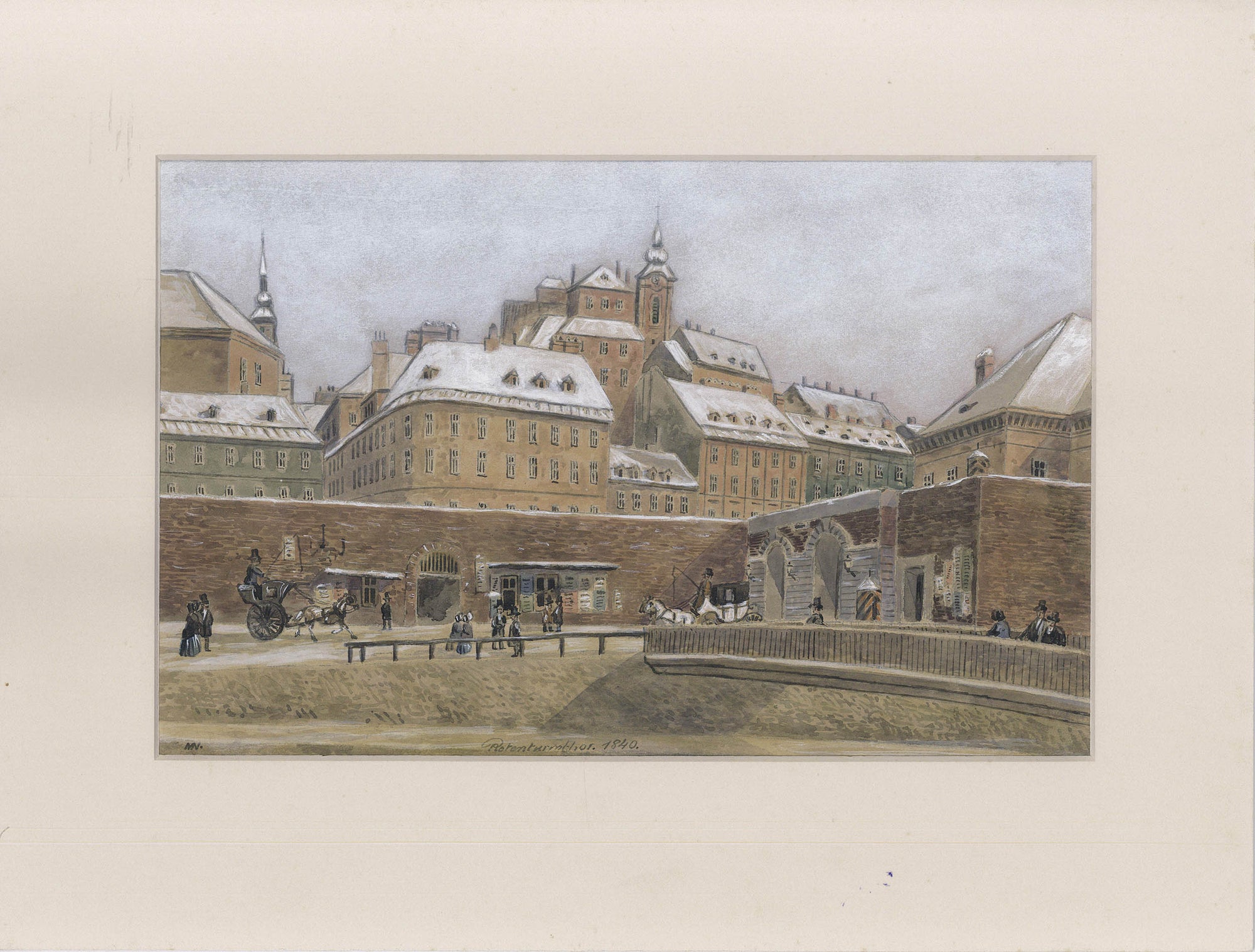 Vienna Rotenturmtor in winter 1840