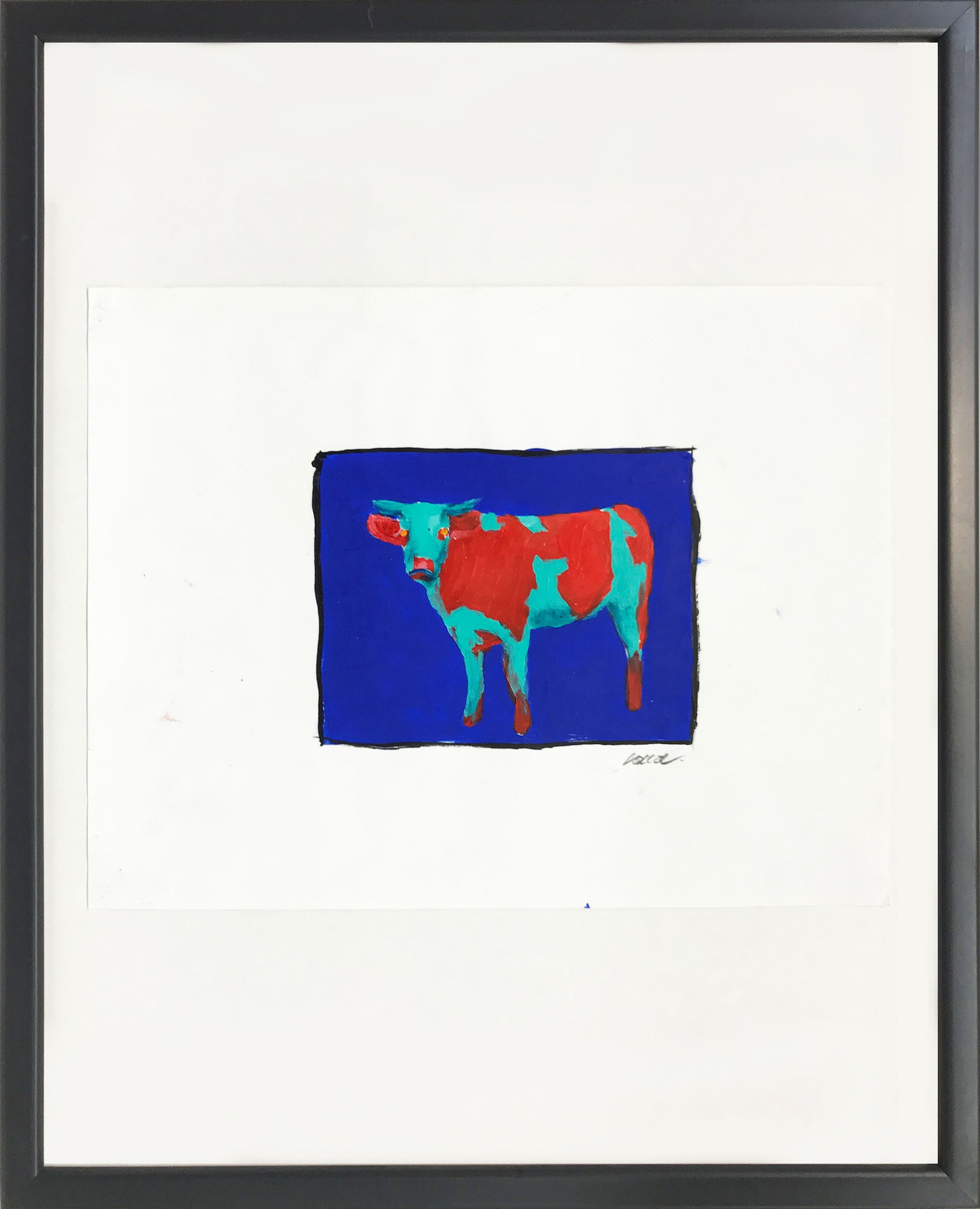 Study "Red & Green Cow on Blue"